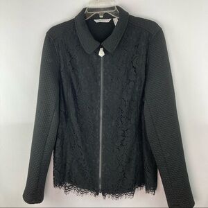 Isaac Mizrahi Live black lace detail jacket